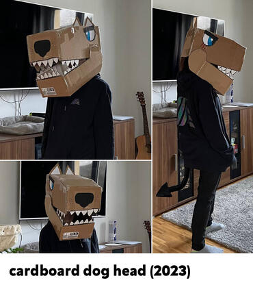 cardboard dog head